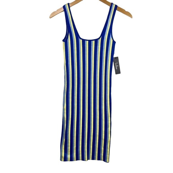 NWT Lulus Nayeli Blue Multi Striped Sleeveless Bodycon Sweater Dress-Small - Picture 1 of 7